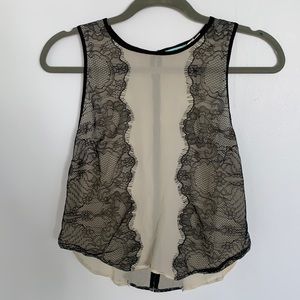 Kimchi Blue sheer white and black lace top, size S